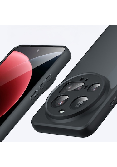 Noktaks - Xiaomi Uyumlu Xiaomi Mi 15 Ultra - Kılıf Kamera Korumalı Şeffaf Arka Yüzey New Roll Kapak T38267 Siyah