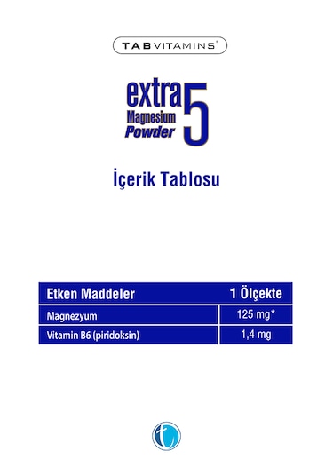 Tabvitamins Extra 5 Magnezyum Powder 60 Servis