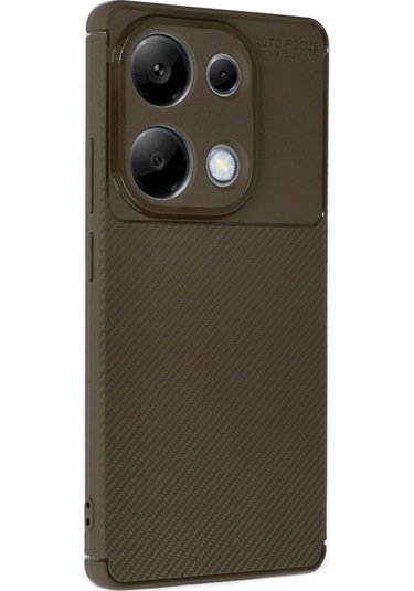 Xiaomi Redmi Note 13 Pro 4g Kılıf Focus Carbon Silikon Kapak Kahverengi