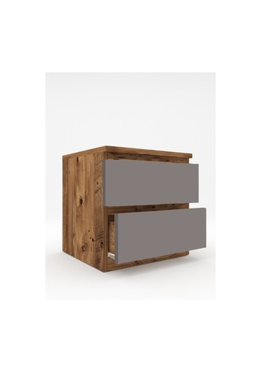 Umut Komodin Antrasit Gri - Atlantik Çam 45 Cm 2 Çekmeceli