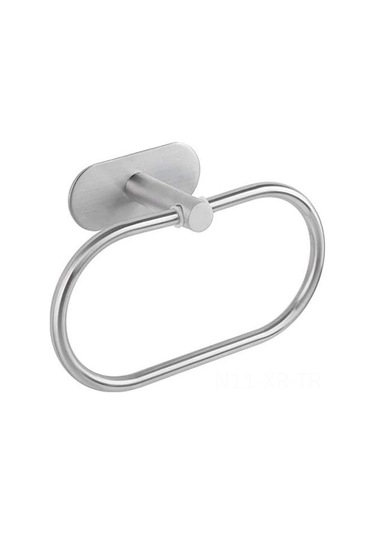 Xiyyadms Stainless Steel 20cm Otomatik Tutucu Bez Çemberi - Delik Olmadan Kurulum, Evini Düzenli Tutar Gümüş