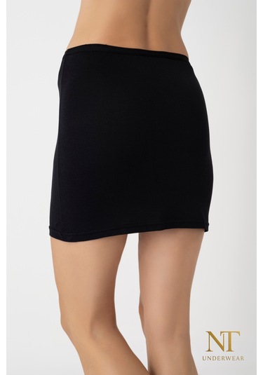 Nt Underwear Bambu Mini Etek Astarı, Mini Jupon - Doğal Kumaş, Modern Kalıp. Siyah