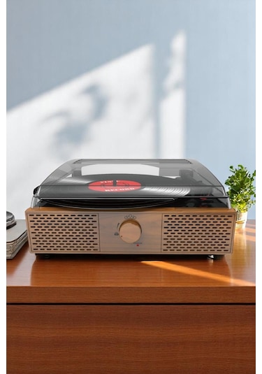 Doob Audio Db-9191 Rustik Dahili Hoparlörlü Bluetoothlu Ahşap Pikap
