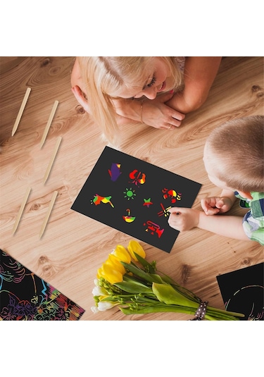 Gökkuşağı Çizik Kağıdı Sanat Seti Çizik Kağıdı, Siyah Çizik Kağıdı Sağlar