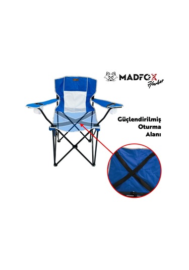Madfox Harbor Katlanır Kamp Sandalyesi Mavi