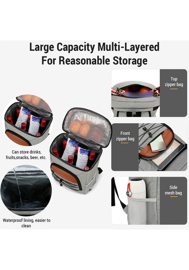 Qingmipy Outdoor Kamp Çanta Isı Yalıtımlı Soğutucu Hafif Su Geçirmez Büyük Boy Piknik Yemek Çantası Logo Özel Tasarım Koyu Gri