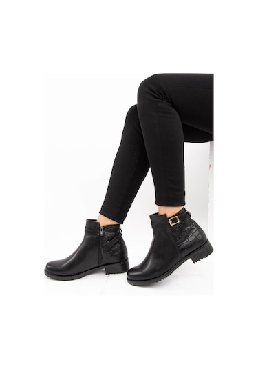 Fox Shoes Siyah Kroko Kadın Bot E726490009