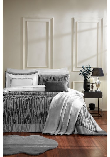 Özdilek Velluto Çift Kişilik Çeyiz Seti 27 Parça Gri