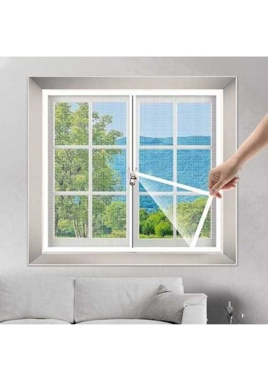Fastbuy Pratik Sivrisinek Fermuarlı Beyaz Pencere Sineklik 70x100cm, Kendinden Yapışkanlı