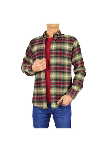 Erkek Silim Fit Ekose Oduncu Gömlek Bgl-st01711 Haki