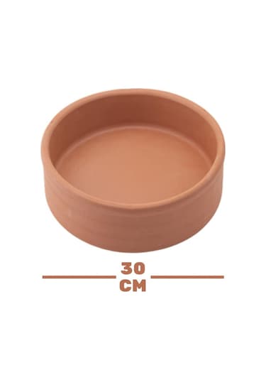 Elizi Çömlekleri Toprak Güveç, Fırın Kabı, Yuvarlak Fırın Tepsisi Büyük Boy 30 Cm Toprak