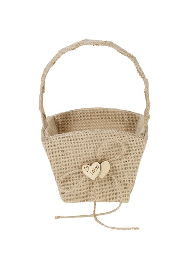 Xindoker Kırmızı Tahta Kalplerle Dekorlanmış Kır Çiftliği Temalı Düğün Seti: Sarı Kumaş Çiçek Sepeti + 15x15cm Yüzük Yastığı Diğer