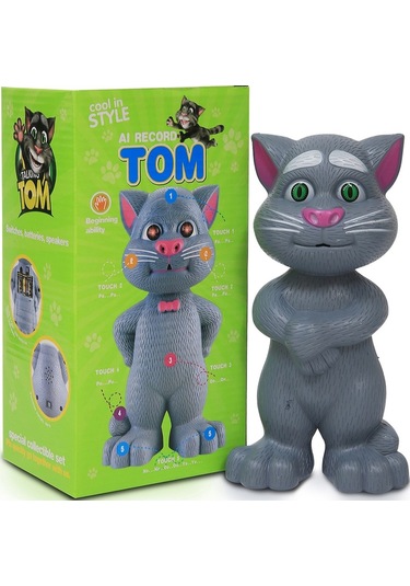 Konuşan Kedi Tom Ses Kaydeden Müzikli Oyuncak 23 Cm