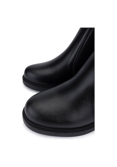 Tamer Tanca Kadın Hakiki Deri Siyah Deri Topuklu Bot 1065 2700 Bn Bot Sk25-26 Sıyah Dr Siyah