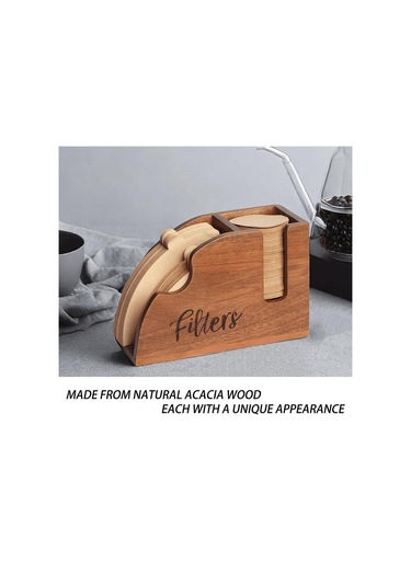 Suntek Ahşap Kahve Filtre Tutucu Modern Stand Kutusu Tezgah Kahverengi