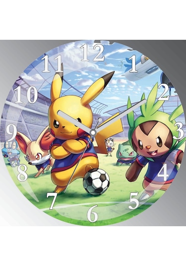 Pokemon Bombeli Cam Sessiz Duvar Saati Çok Renkli