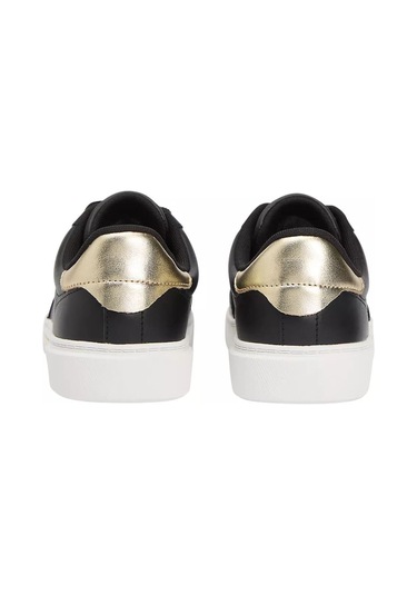 Kadın Altın Rengi Detaylı Kort Sneaker - Siyah Triple Black