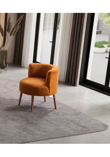 Panda Çay Seti Berjer Ve Puf Takımı Salon, Balkon, Ofis 2 Li Takım Turuncu Turuncu