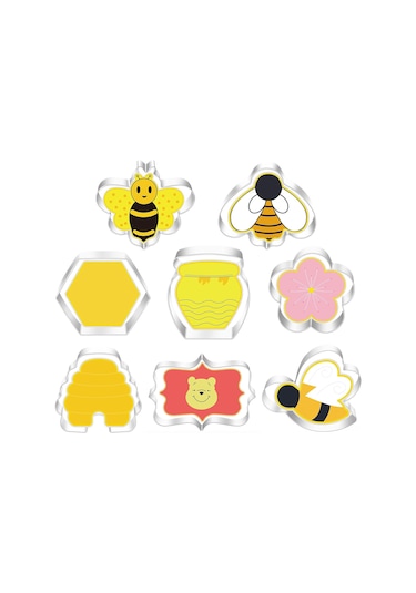 Moveevo 8 Parça Arı Temalı Çıkarıcı Set - Arı, Bal, Çiçek Ve Kovan Şekilleri İle Geleneksel Pastry Ve Kurabiye Yapımı Sarı