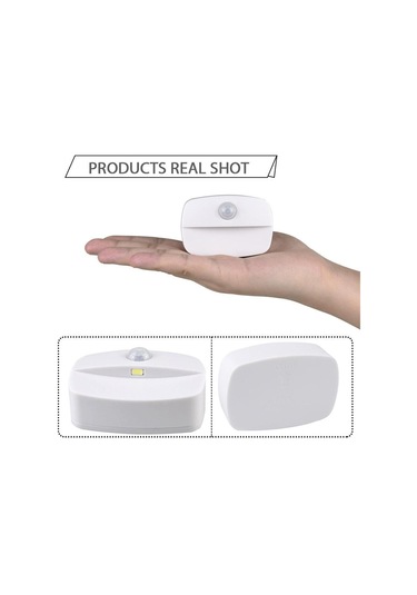 Geeksen Led Pır Vücut Algılama Akıllı Gece Lambası - Merdiven, Dolap, Çekmece İçin 4'lü Paket Sıcak Beyaz Işık - Pil Dahil Değil Beyaz