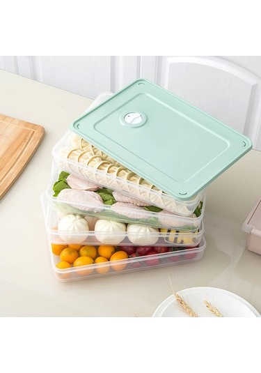 Ulzyvf Çok Katmanlı Şeffaf Buzdolabı Organizatörü - Geniş Kapasiteli Yeşil Saklama Kabı Yeşil