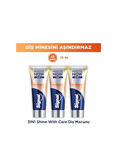 Signal White Now 3 İn 1 Shine With Care Diş Macunu 3 x 75 ML