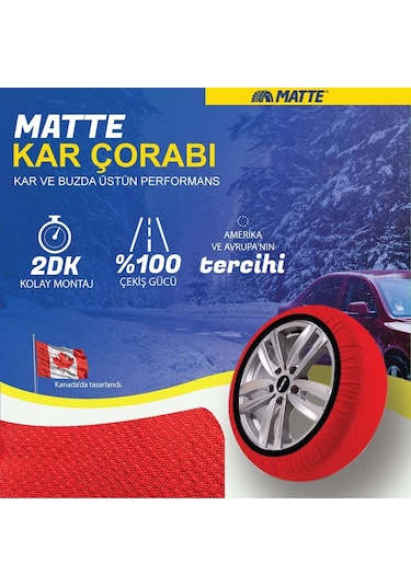 Kar Çorabı Matte 205 80 Lastik R16 Jant Ölçülerine Uyumlu Yüksek