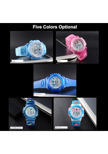 Leezsing Skmeı 1451 Çocuklar İçin Renkli Su Geçirmez Dijital Saat - Gece Görüşü, Alarm, Kronometre, Tarih Ve Gün Göstergeli Çok Renkli