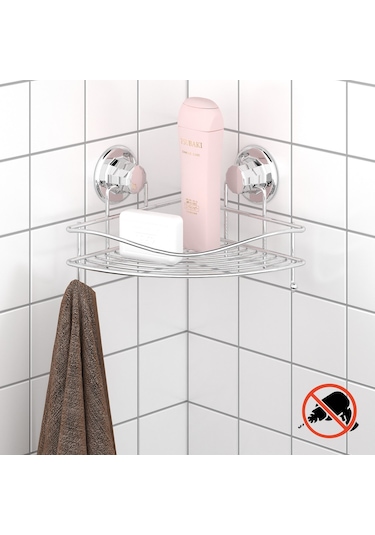 Teknotel Tek Katlı Vakumlu Banyo Duş Köşe Rafı Krom Dm250 Krom