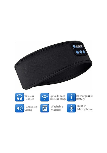 Hfambition Siyah Bluetooth Spor Ve Uyku Bandı - 10 Saat Müzik Çalma Süresi, Yumuşak Malzeme, Spor, Koşu, Yoga İçin 10"