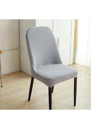 Açık Gri 1/2/4/6 Adet Jakarlı Kavisli Sandalye Kılıfı Ofis Koltuğu Klozet Makinede Yıkanabilir Toz Geçirmez Koltuk Örtüsü56658525