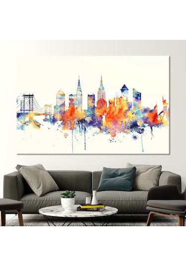 50x70cm 1 Parça Kanvas Tablo, Şehir Sanat, Şehir Manzarası