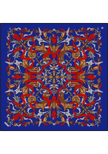 Poanes Barok Kurdele Desenli Twill İpek Eşarp Açık Pembe - Pembe