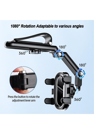 Seametal Güneşlik Araç Telefonu Tutucu 3-ortak 360 Derece Dönen Telefon Montaj Navigasyon Evrensel 4-7 Inç Akıllı Telefon Standı