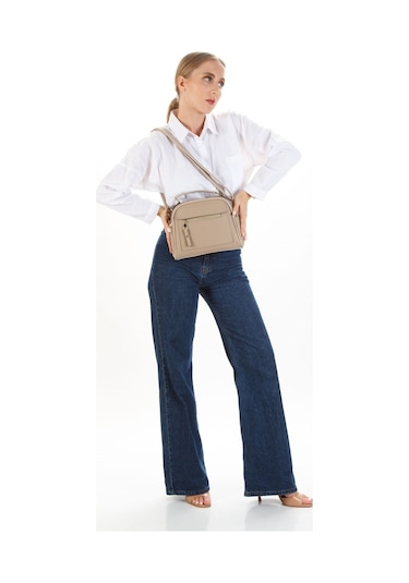 Kadın Günlük Siyah Vizon Omuz Çantası 2 Adet Siyah - Vizon