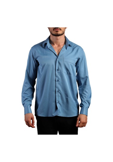 Turkuaz Mavi Büyük Beden Rahat Kesim Micro Kumaş Kol Düğmeli Regular Fit Erkek Gömlek - 190-18 001