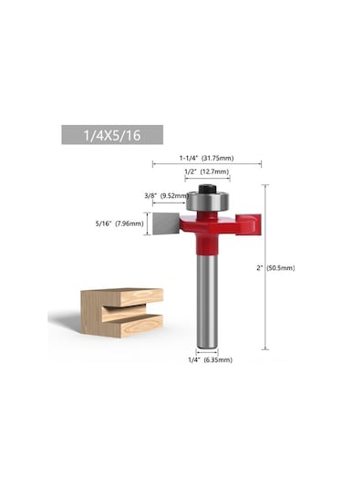 Besthome1 Ahşap İşleme T Tipi Milling Aleti Seti 8 Parça - Kenar Düzenleme Ve Yuva Kesme, 1/4 Uçlu Toplu Testere
