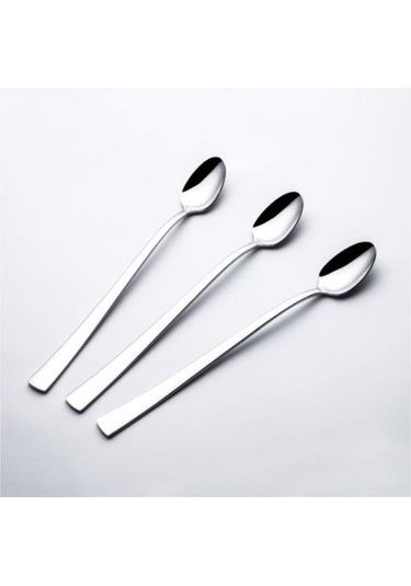 Nehir Kokteyl 6 Adet Uzun Mocca Latte Kaşığı Çelik Cezve Kaşığı