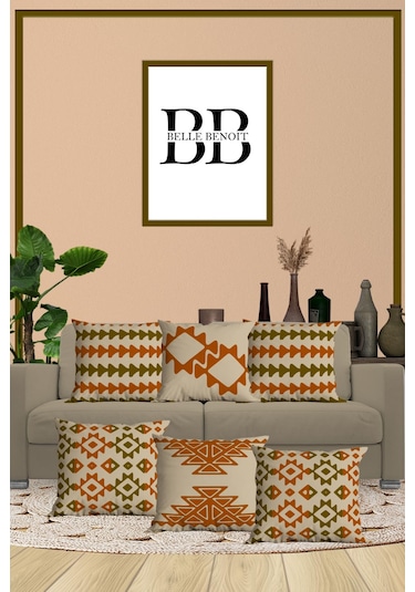 Belle Benoit Baskılı Dekoratif 6'lı Koltuk Kırlent Kılıfı Desen5