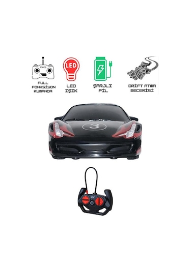 Ctoys Scaled Rc Model 27 Mhz Full Fonksiyonlu Uzaktan Kumandalı Ferrari Siyah Araba Qx3688 6