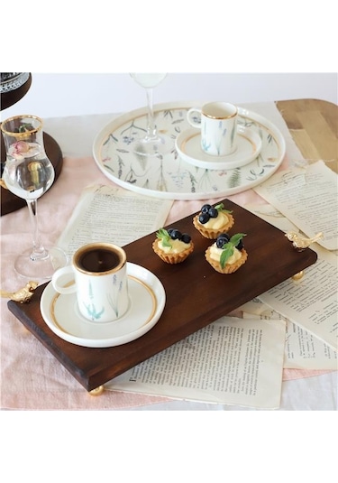 Akayev Ahşap 30x15 Cm Altın Ayaklı Kuş Sunum Tabağı