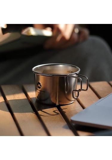 Ranyeek 304 Paslanmaz Çelik Kamp Kupa, Doğrudan Isıtılabilir, İç Ölçü Skalaları, Taşınabilir, 160ml Gümüş