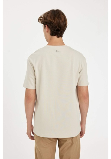 DeFacto Regular Fit Bisiklet Yaka Baskılı Ağır Kumaş Kısa Kollu Tişört C6139AX24AUER117