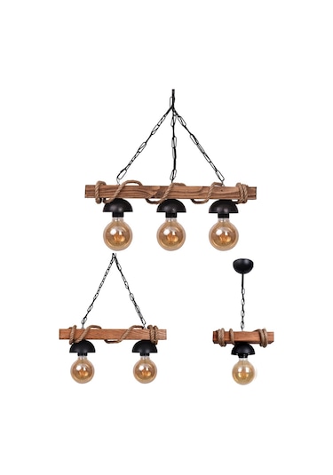 Vedemo Rustik Nigrum Halatlı Ahşap Avize (222435457)