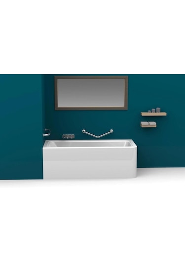 Monavit Engelli Paslanmaz Açılı Tutunma Barı Ø19 Banyo Küvet Tuva Krom