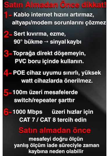 Mn6 M103fn 10 Metre Internet Kablosu/gigabit Destekli-utp-cat6/iç Mekan Uyumlu-ethernet Kablosu 10 Metre 10 Metre