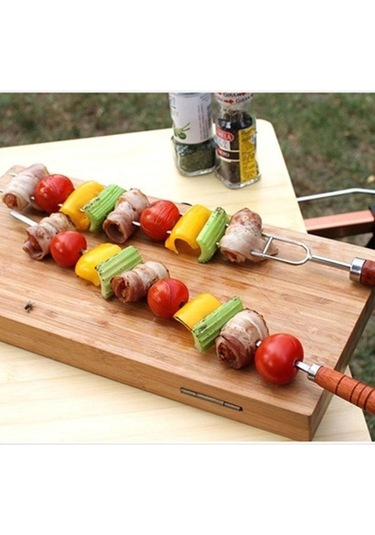 Bloomnest Paslanmaz Şişler & Çatallar - 4'lü, Renkli, Barbekü Seti, Çok Renkli Çok Renkli