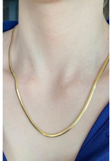 Zümrüt Sarraf 14 Ayar Yeşil Altın Kadın Tondo Ezme Zincir Kolye N11.47503