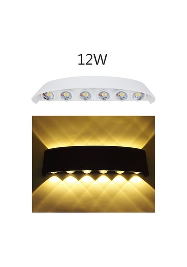 Alüminyum İç Mekan Duvar Lambası, 12w Sıcak Beyaz Işık, Yukarı-aşağı Aydınlatma, Modern Kavisli Beyaz Kasa Ilık Beyaz Ilık Beyaz