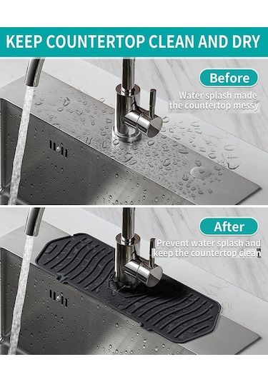 Createtech Silikon Sıçrama Önleyici Tepsi - Mutfak & Lavabo Koruyucu, Mat Siyah, Karavan & Çiftlik İçin Siyah